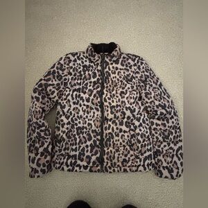 Women’s gap leopard print puffer winter coat size XS